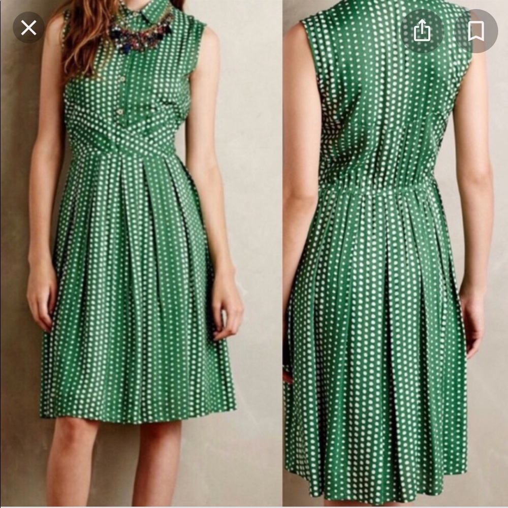 Anthropologie Sleeveless Collared Polka Dot Dress
